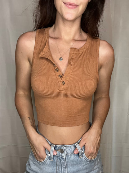 Henley Cropped Tank